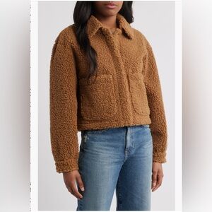 Lucky Brand Patch Pocket Faux Fur Crop Jacket